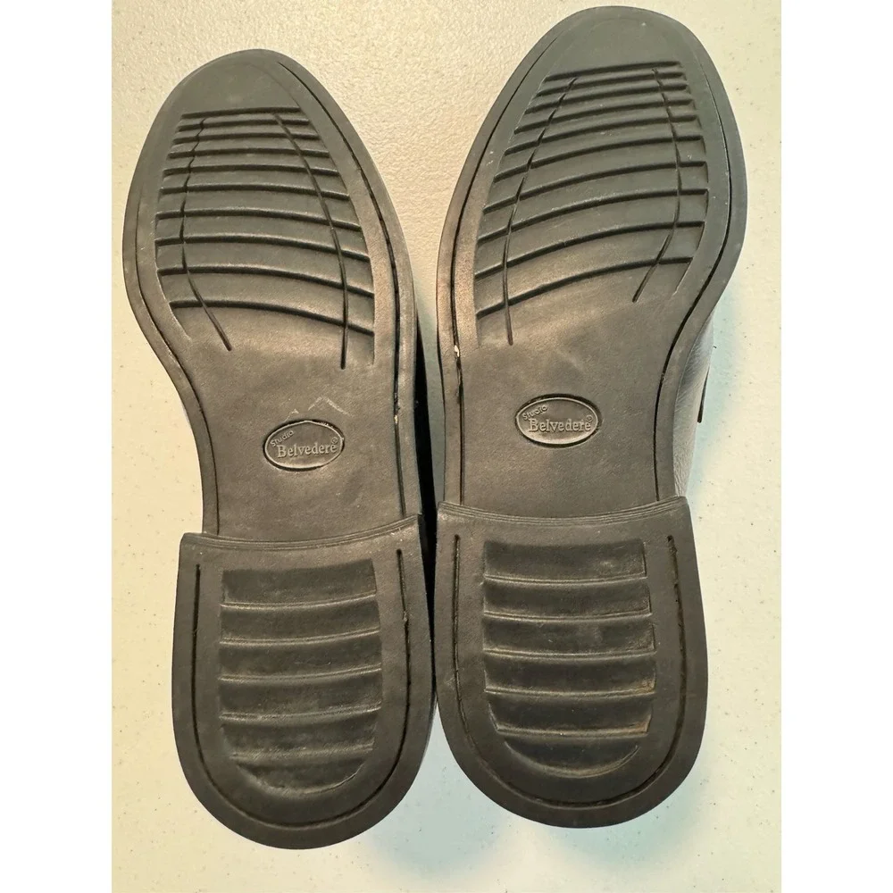Belvedere Duke Black Leather Cap Toe Dress Shoes Size 11.5 D Office Career